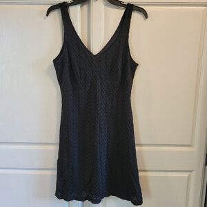 Y2K Express Tricot Black Textured Lace-like A-line Dress